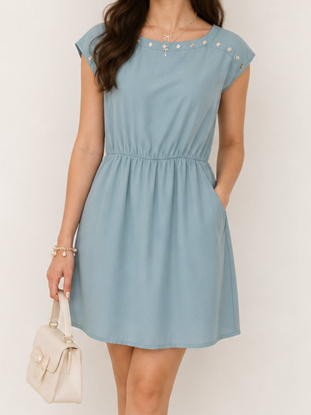 Kaitlyn Chambray Skater Flirty Romantic Beachy dress small